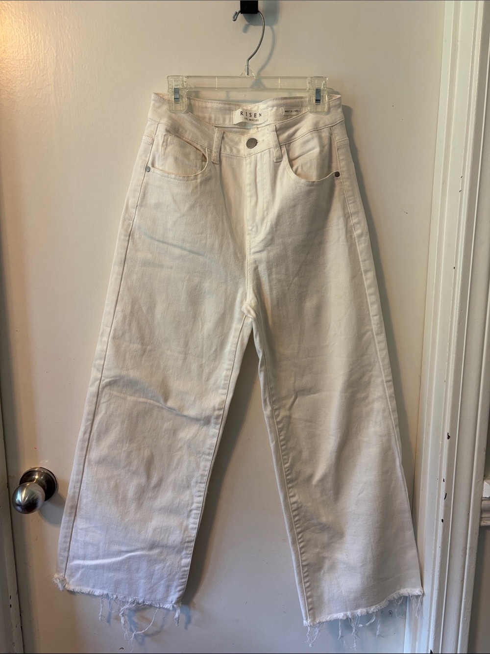 RISEN Los Angeles Off-White High-Rise Wide Leg Jeans